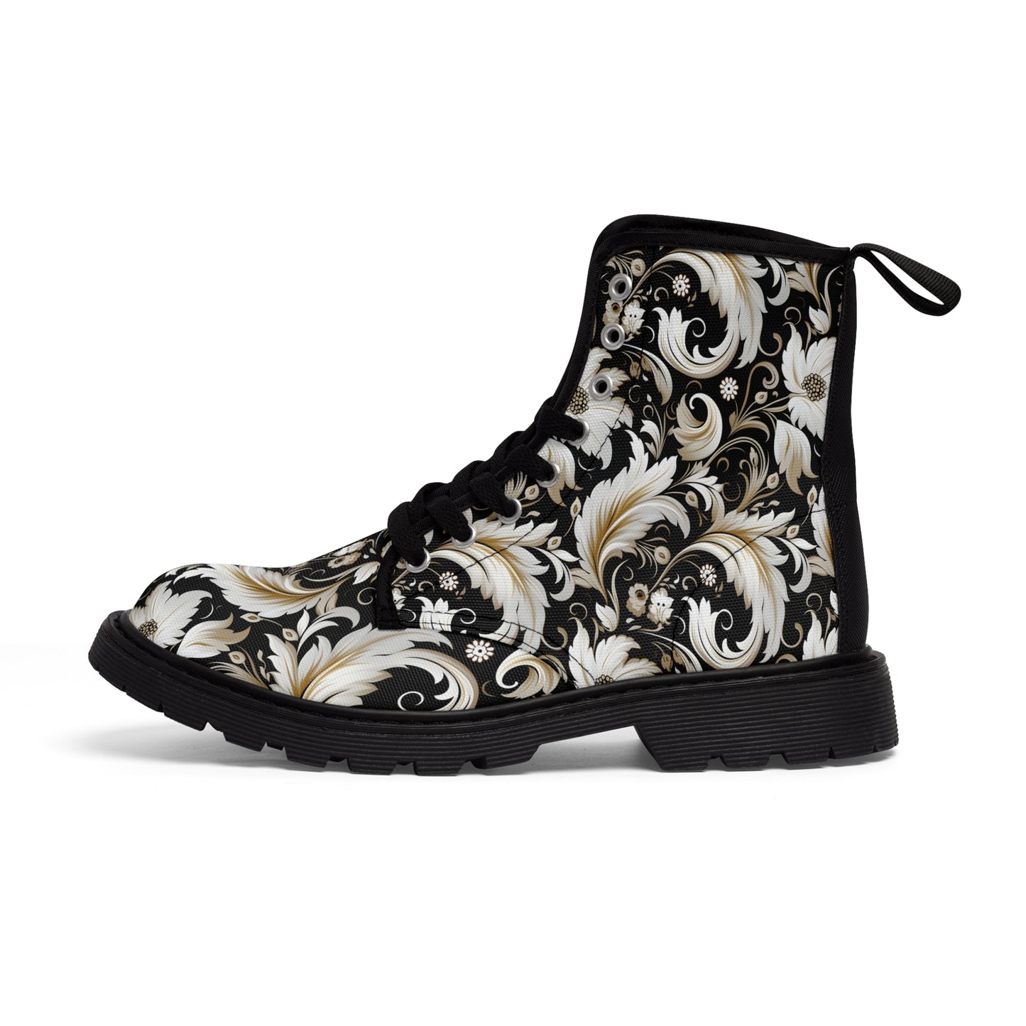Floral Pattern Women's Canvas Boots