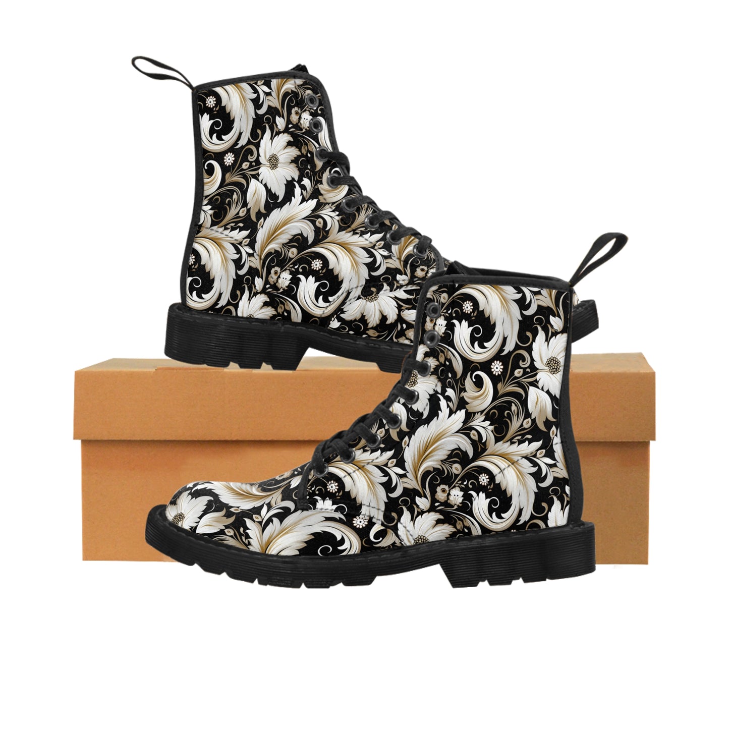 Floral Pattern Women's Canvas Boots