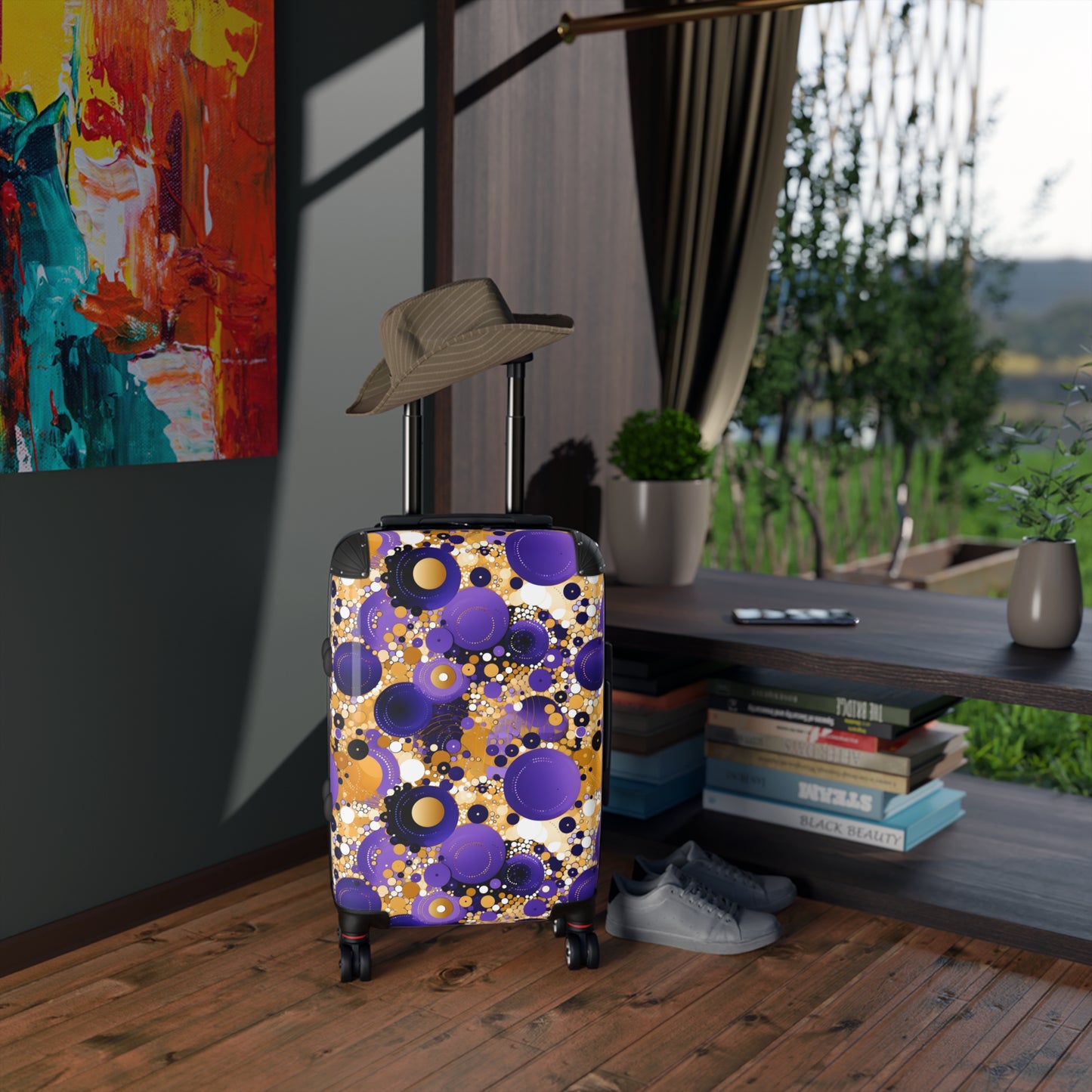 Purple and Gold Suitcase