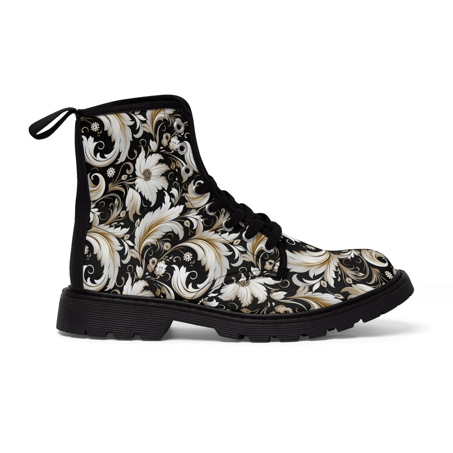 Floral Pattern Women's Canvas Boots