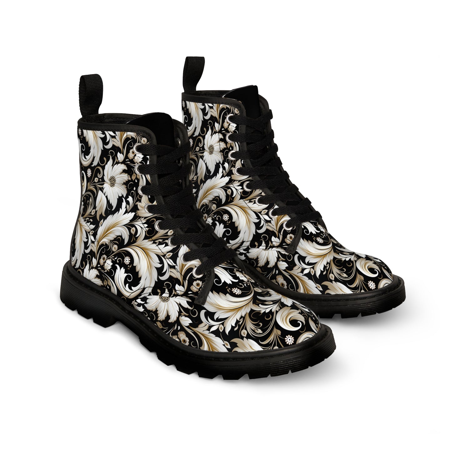 Floral Pattern Women's Canvas Boots