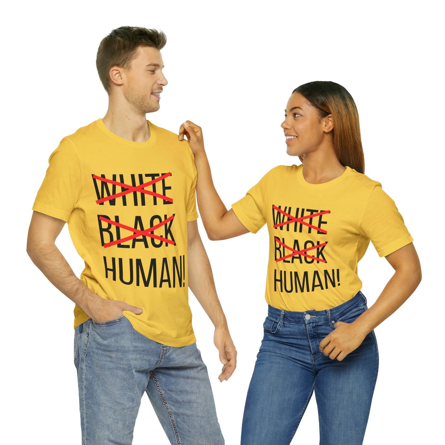 WHITE, BLACK, HUMAN Unisex Jersey Short Sleeve Tee