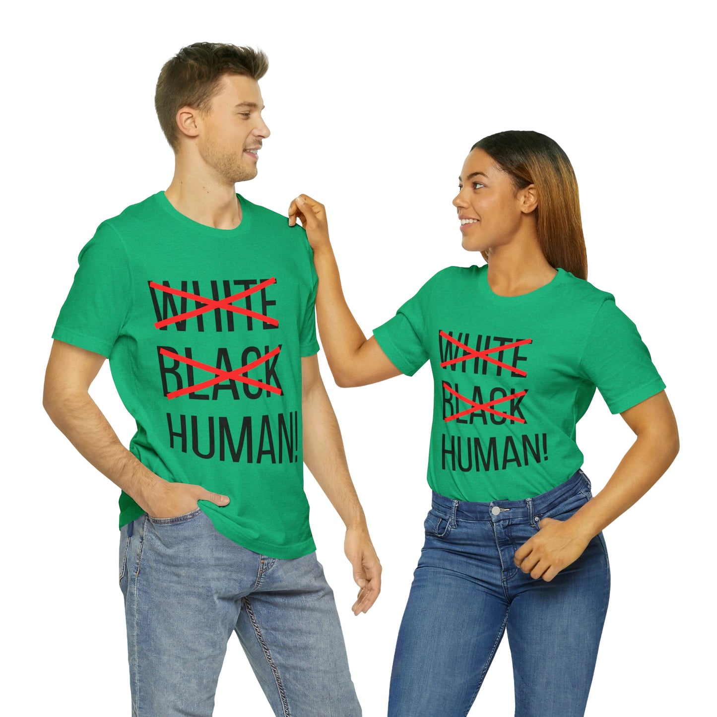 WHITE, BLACK, HUMAN Unisex Jersey Short Sleeve Tee