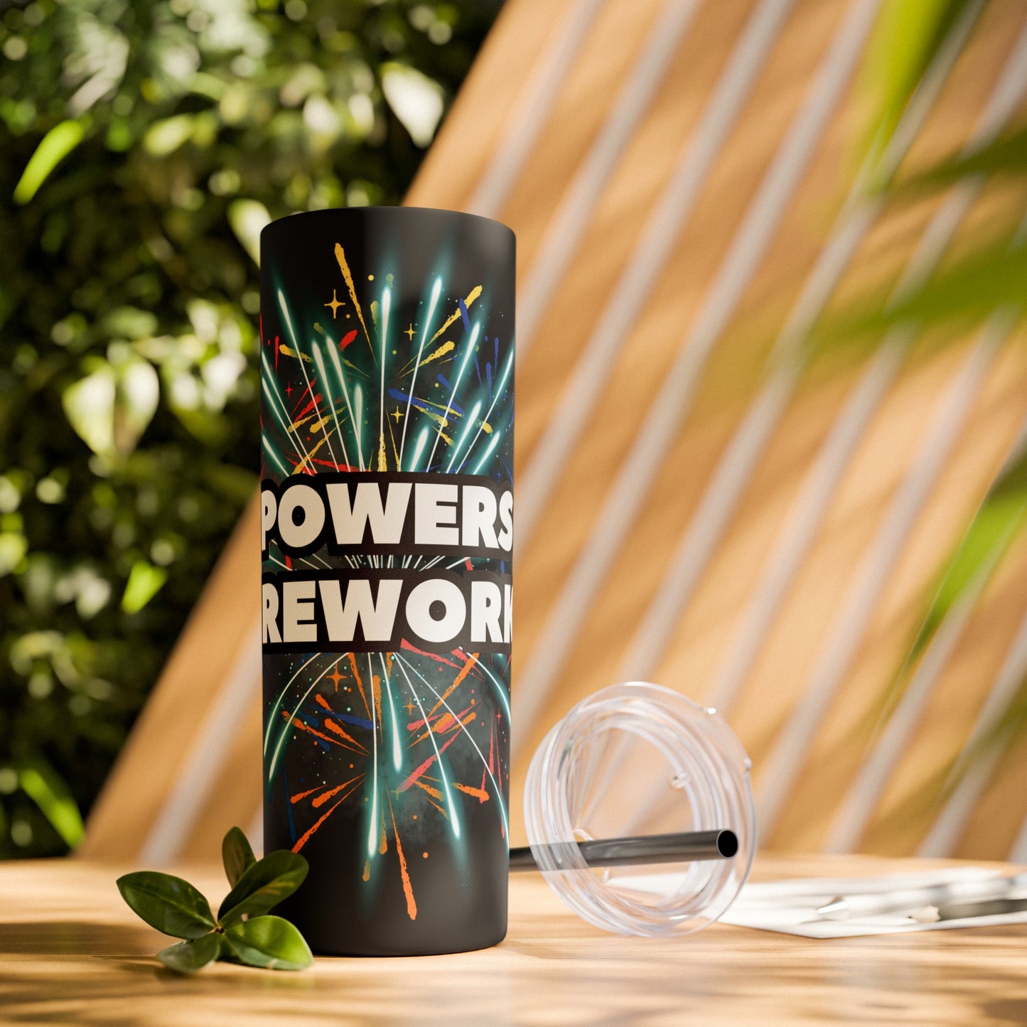 Powers Fireworks Skinny Tumbler with Straw, 20oz