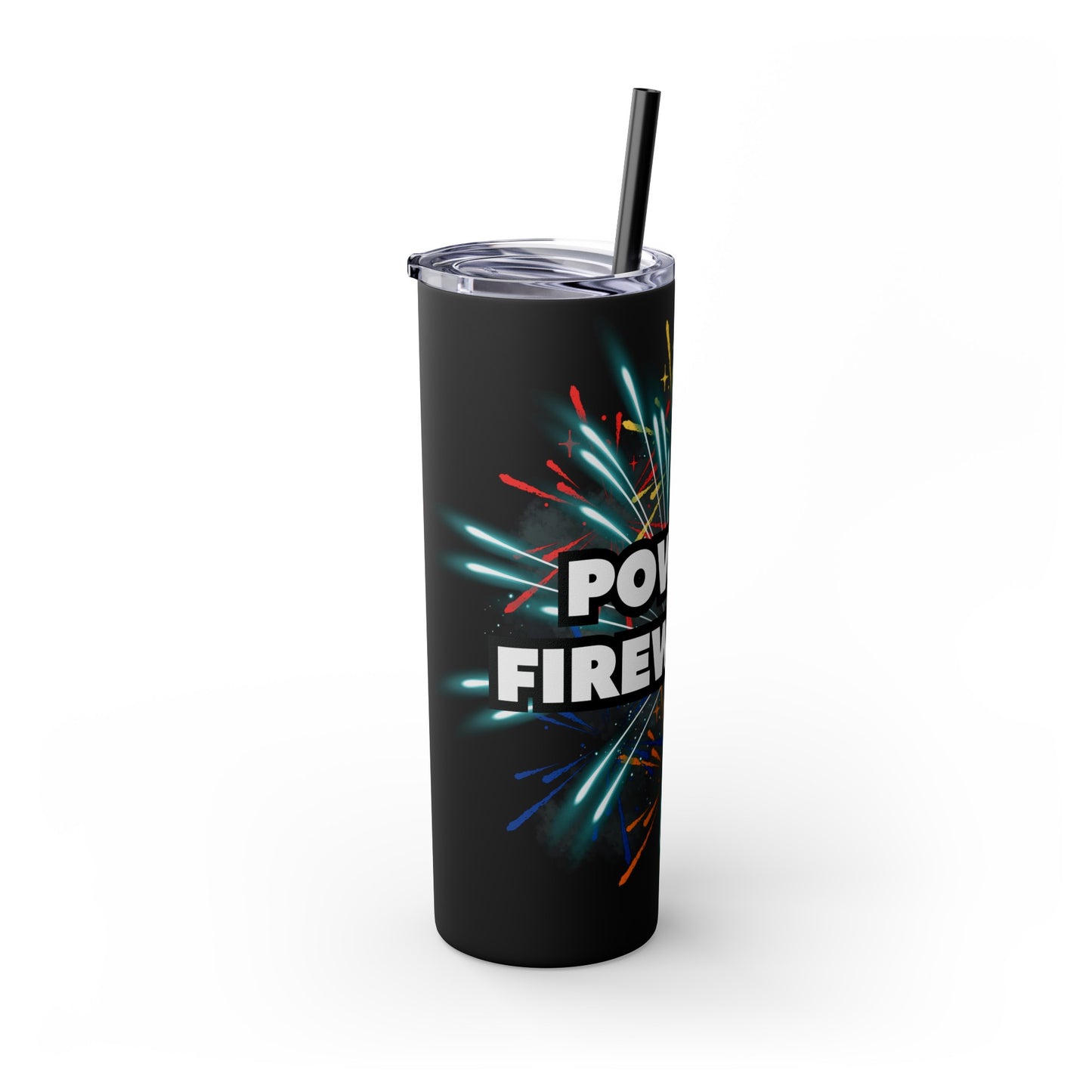 Powers Fireworks Skinny Tumbler with Straw, 20oz