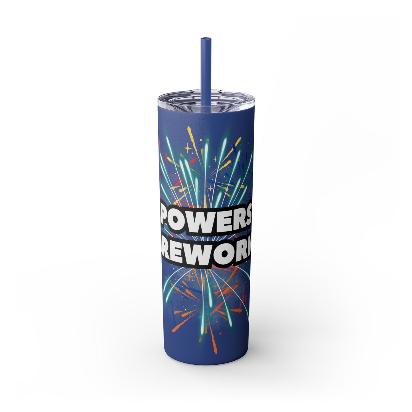 Powers Fireworks Skinny Tumbler with Straw, 20oz