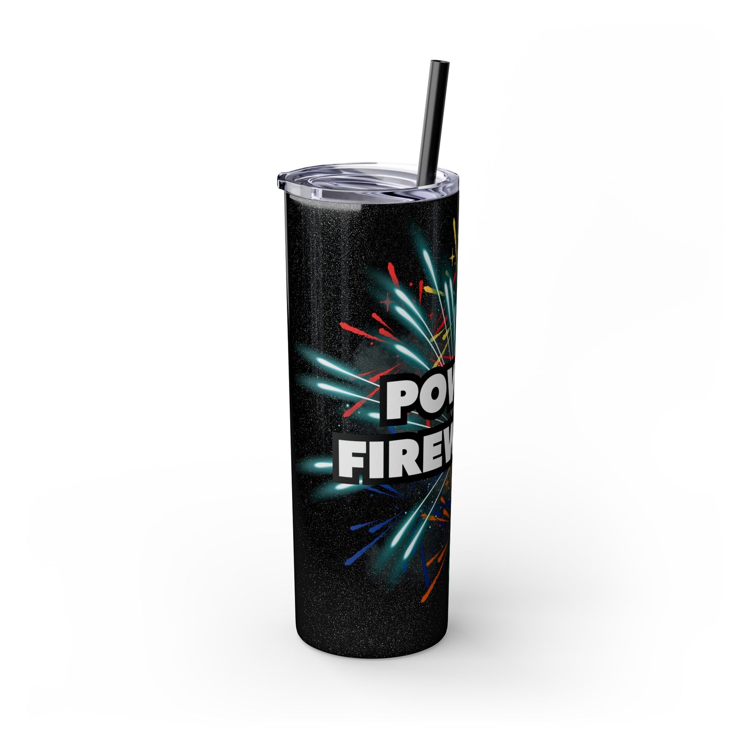 Powers Fireworks Skinny Tumbler with Straw, 20oz