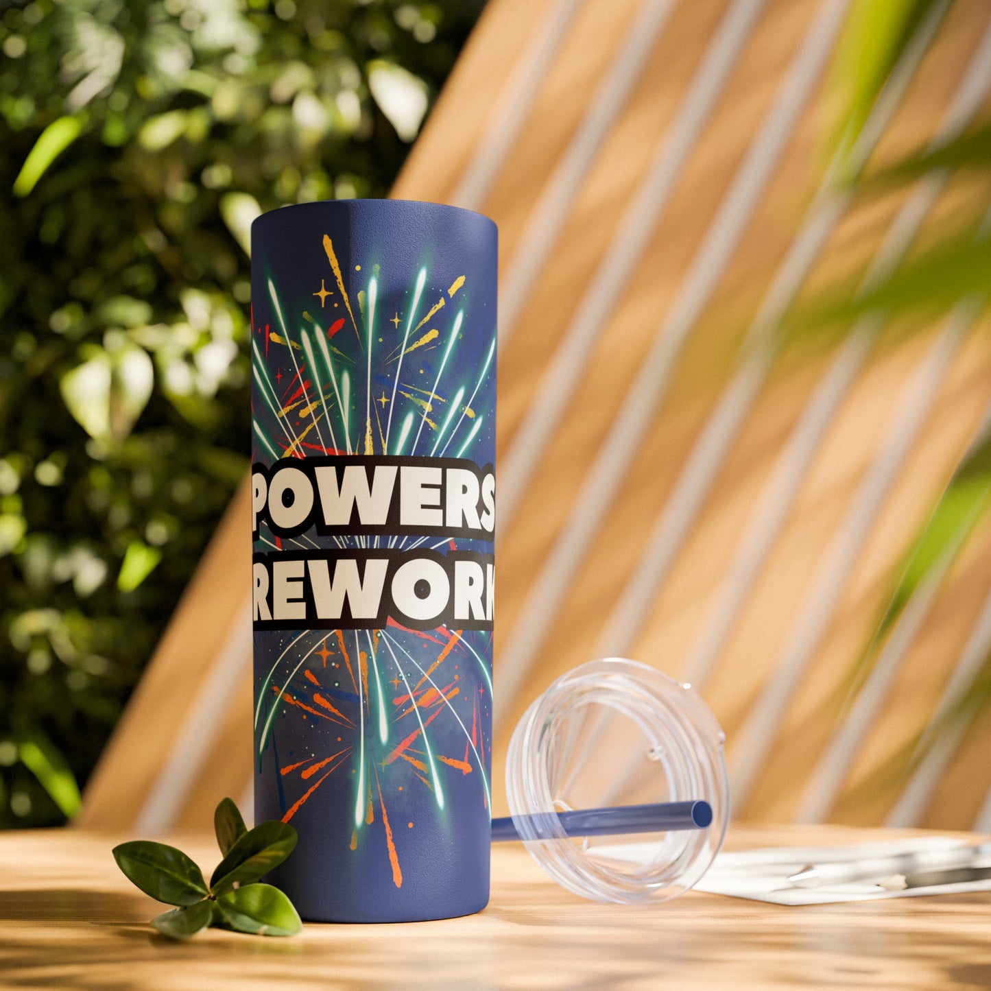 Powers Fireworks Skinny Tumbler with Straw, 20oz