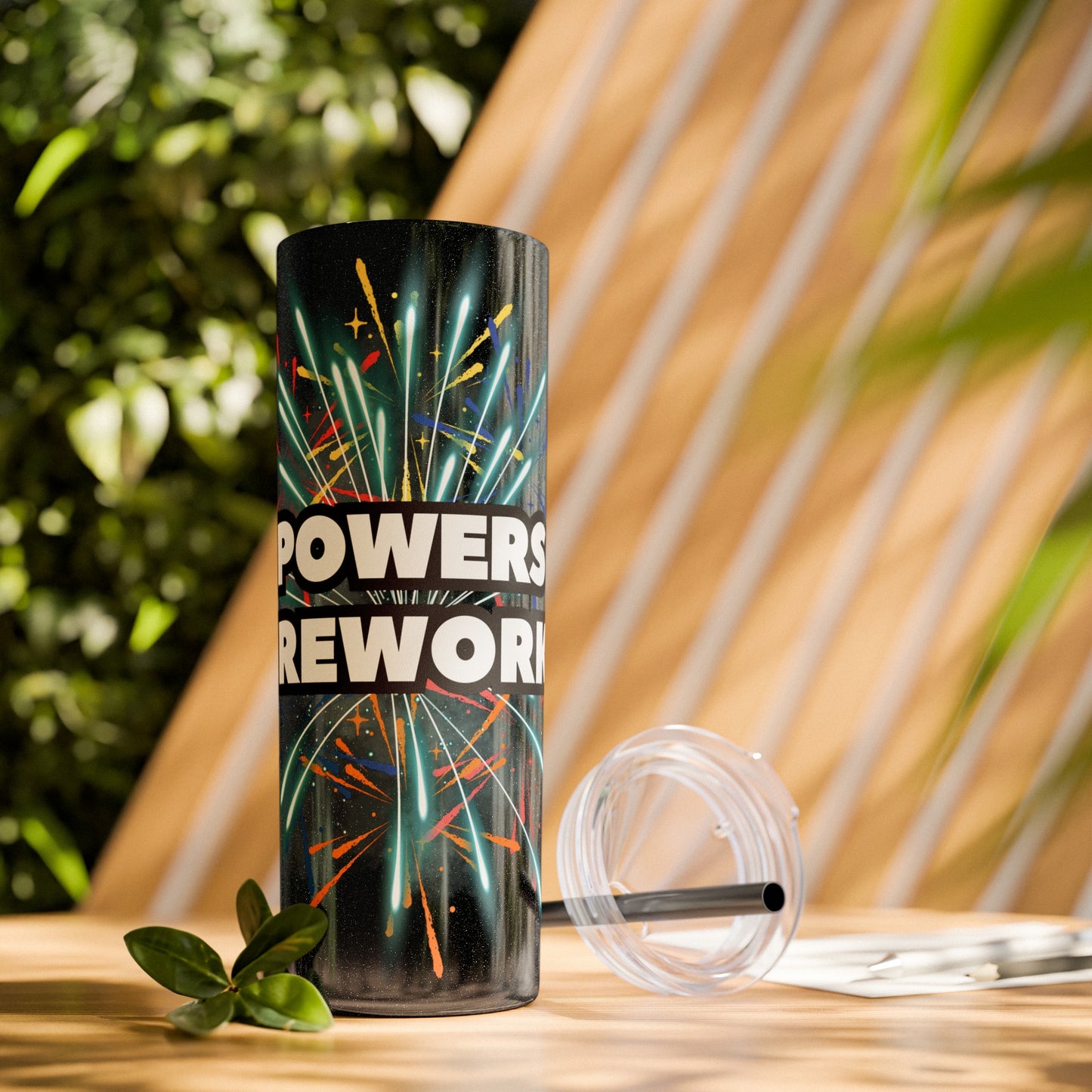 Powers Fireworks Skinny Tumbler with Straw, 20oz