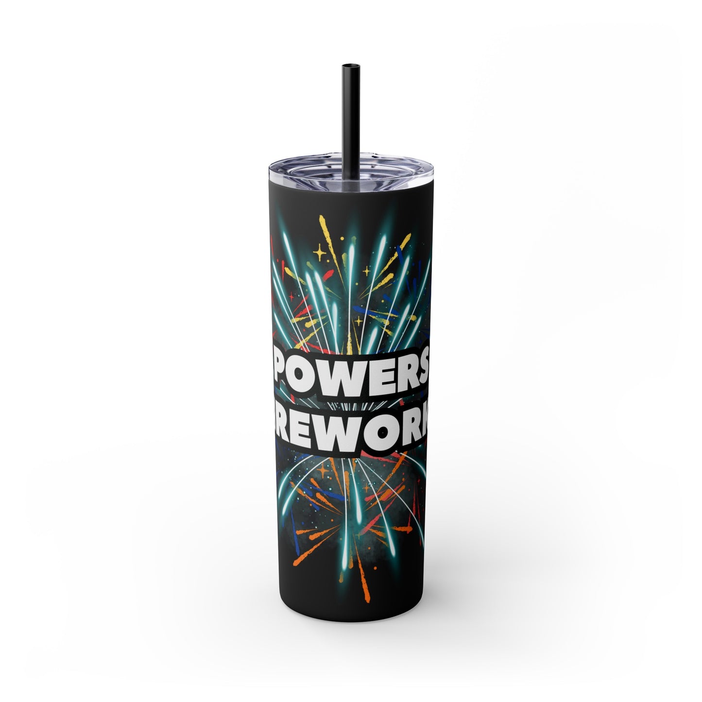 Powers Fireworks Skinny Tumbler with Straw, 20oz