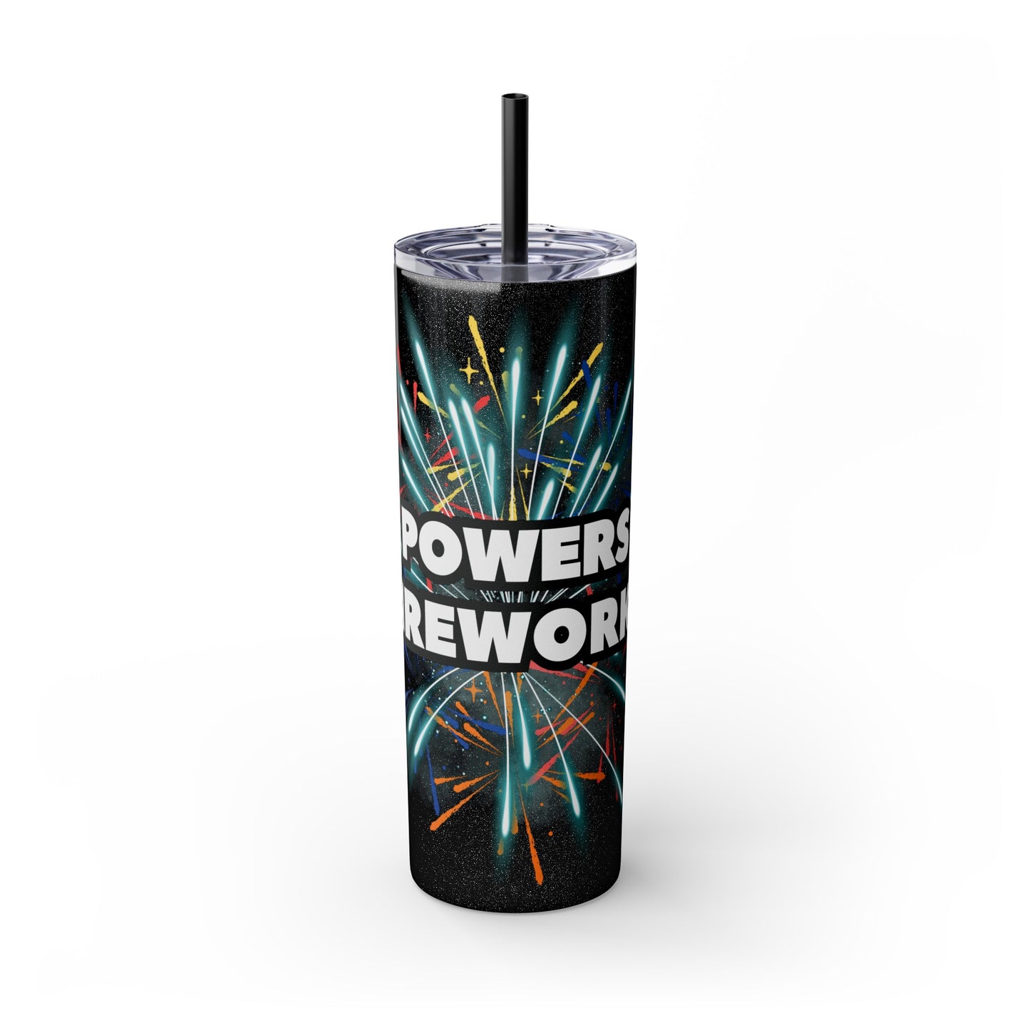 Powers Fireworks Skinny Tumbler with Straw, 20oz