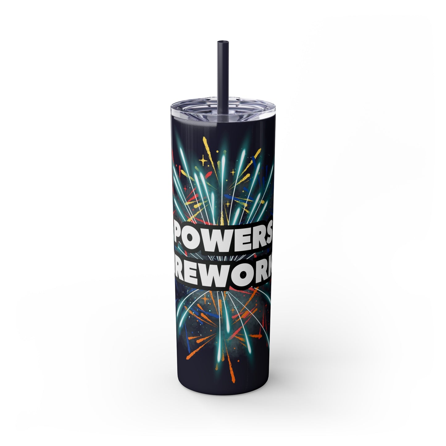 Powers Fireworks Skinny Tumbler with Straw, 20oz