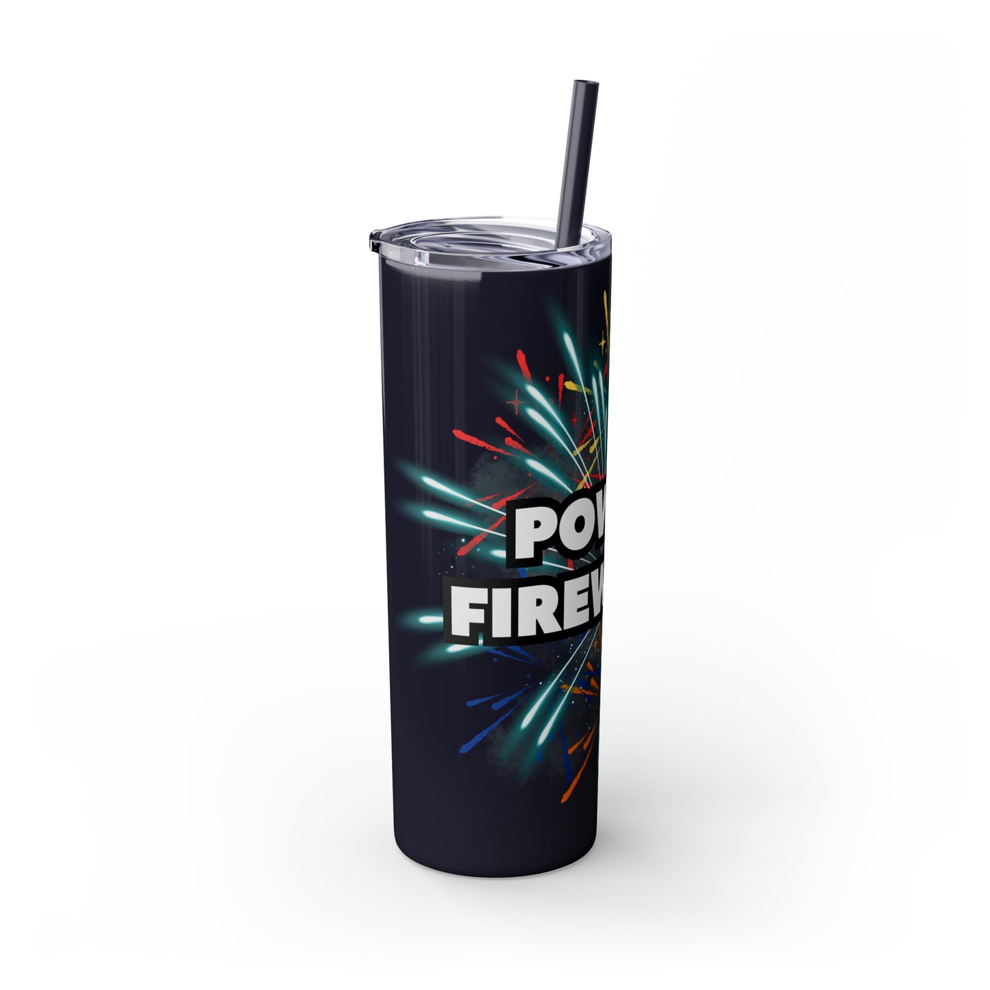 Powers Fireworks Skinny Tumbler with Straw, 20oz